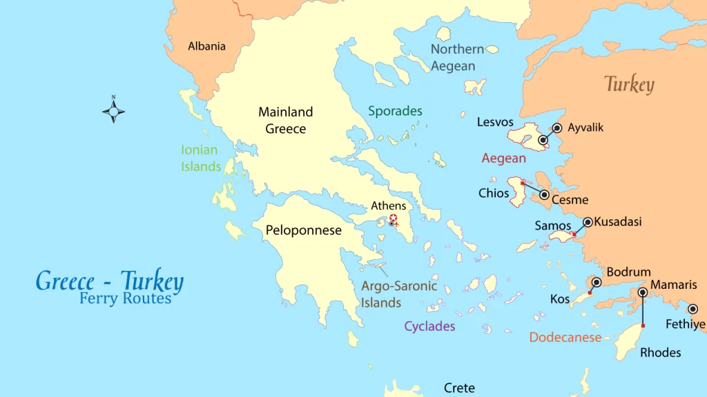 Yunan Adaları Hakkında Tüm Bilgiler [Türkçe İsimleri, Feribot Firmaları, Seferler ve Fiyatları]
